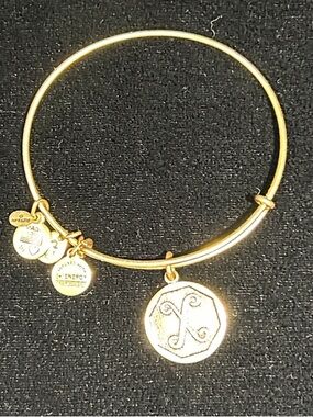 Alex and Ani Gold Initial X Charm Bangle - Gold Tone